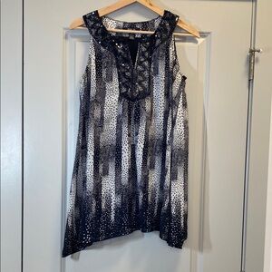 Style & Co. Black and White Sleeveless Blouse